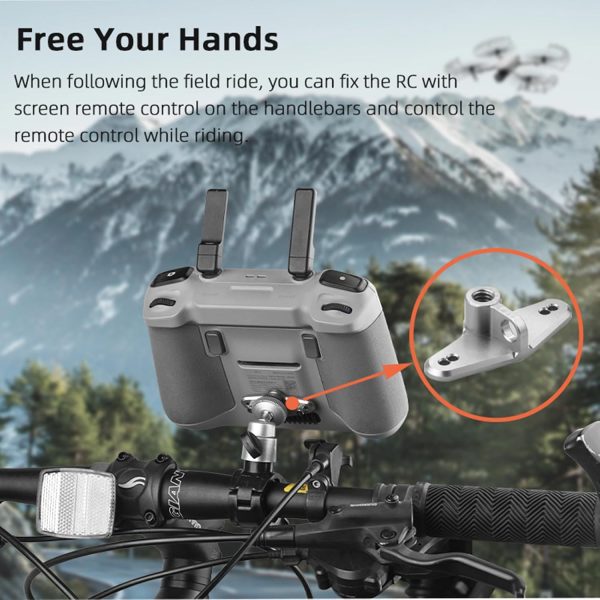 RC2 Bike Mount Adapter for Mini 3 Pro/Mini 4 Pro/DJI Mini 3/DJI Neo Controller with Screen 1/4 Screw Port Tripod Mount Neck Lanyard Adapter Bike Base Accessory (Not for RC N1/RC Pro) - Image 3