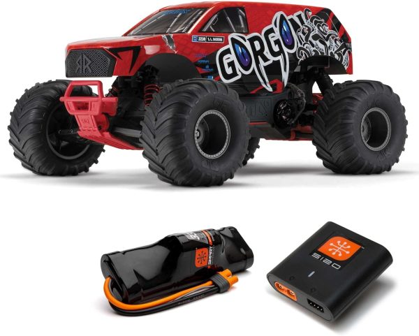 ARRMA RC Truck Gorgon 2 Wheel Drive MT 1/10 RTR (Ready-to-Run Battery and Charger Included) Smart 3300 7C S120 USB Red ARA3230ST2 - Image 2