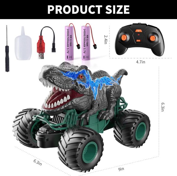 Bennol 2.4GHz Dinosaur Remote Control Car Toys for Kids Boys 4-7 5-7 8-12, RC Dinosaur Car Toys with Light, Sound, Spray, Indoor Outdoor Toys Gifts for 3 4 5 6 Year Old Boys, RC Car Toys for Boys - Image 7