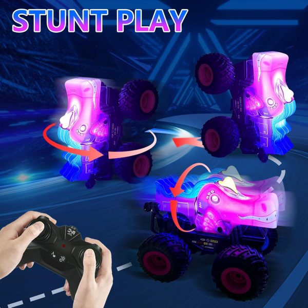 Remote Control Car, 2.4Ghz Unicorn Rc Monster Truck for Boys Girls, Rchargeable Rc Truck with Lights & Music, 360° Rotating Stunts RC Car Toy for Kids 3-5 6 7 8-12 - Image 4