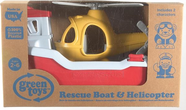 Green Toys Rescue Boat with Helicopter Red, 1 EA - Image 12