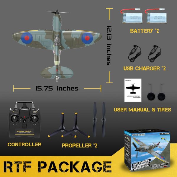 CKYSCHN RC Plane 4 Channel, VOLANTEXRC Spitfire V2 RC Airplanes, Remote Control Planes for Beginners Adults with Xpilot Stabilization System, One Key Aerobatic, Ready to Fly - Image 7