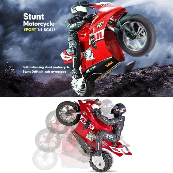 1/6 RC Stunt HC-208 Motorcycle Model 2.4GHz Alloy Racing for Adult Radio Controlled Car (Red-HC-208) - Image 3