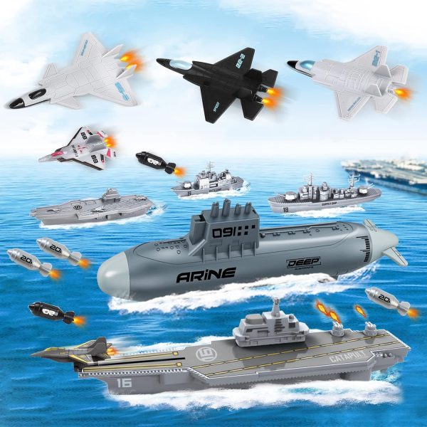 deAO Aircraft Carrier Toy Military Submarine Naval Ship Play Set with 6 PCS Planes Toys, Army Men Toy Battleship for Kids Boys Girls - Image 6