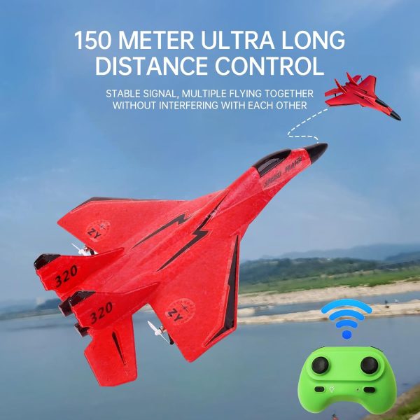 Remote Control Airplane, RC Plane Remote Control 2CH 2.4Ghz RC Plane with Lights, Remote Control Airplanes Foam RC Fighter Airlane Jet for Kids and Beginners（Red） - Image 4