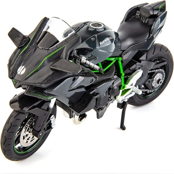 BDTCTK Compatible for 1:12 Kawasaki Ninja H2R Motorcycle Model, Model Motorcycle, Suspension and Free Roller, Toy Car, Motorcycle Collection, Gift Black - Image 2