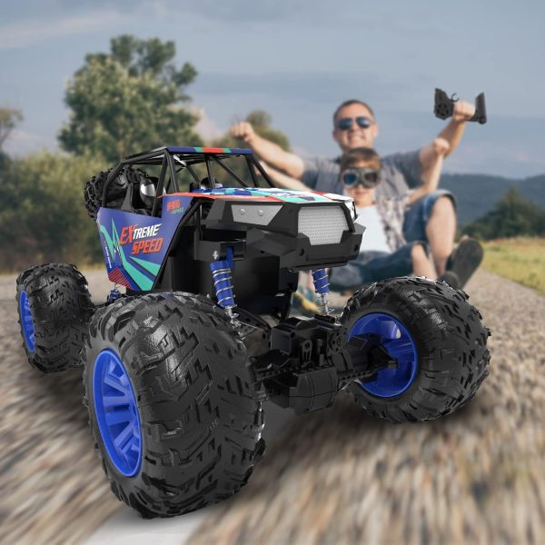 DE60 Large 1:8 Scale Upgraded RC Cars Remote Control Car for Adults Boys, Off Road Monster Truck with Realistic Sound, 2.4Ghz 4WD Rock Crawler Toy All Terrain Climbing, 2 Batteries for 80 Min Play - Image 10