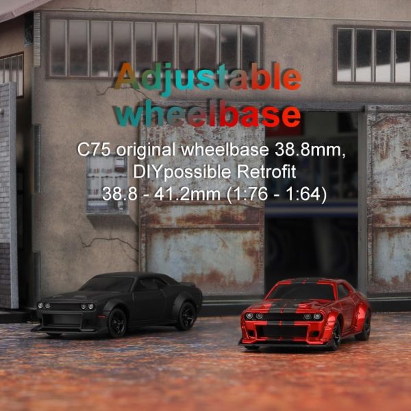 TurboRC 1:76 Mini Sports Car 4CH 2.4GHZ Remote Control Full Proportional RTR Kit with 2 Replaceable Body Shell (C75-Black) - Image 3