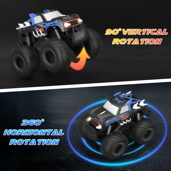 RC Monster Truck 1:16, Electric RC Car RC Monster Car 4WD Rock Crawler Scale Remote Control Truck Toy Cars,Waterproof&Dustproof Electric Vehicle Toys Car for Ages 6-12 (Blue) - Image 5