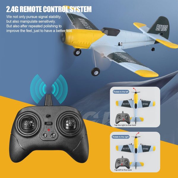 RC Plane 3 Channels Remote Control Airplane Toy, 2.4Ghz RC Planes with Gyro Stabilization System Glider Aircraft Plane and 2 Batteries, Easy RC Fighter Fly for Boys Kids and Beginners (yellow) - Image 3