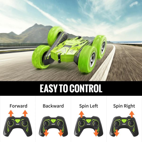 SGILE RC Stunt Car Toy Gift, 4WD Remote Control Car with 2 Sided 360 Rotating Rc Car for Kids Girls Boys Age 6 7 8 12, Green - Image 7