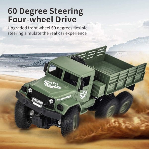 XINGRUI 50 Minutes Playing Time RC Military Truck, JJRC Q69 Off-Road Remote Control Car 2.4Ghz 4WD 1:18 Scale Toy Vehicle for Kids Children Boy Gift - Image 3