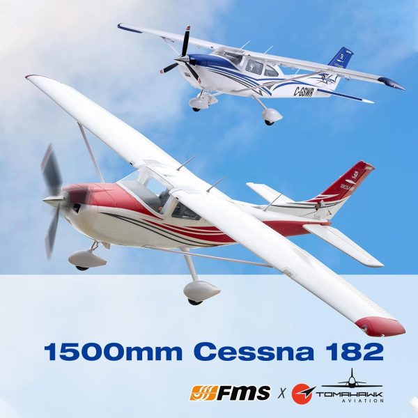 Fms Rc Planes for Beginners Remote Control Airplane for Adults Single-Engine Propeller Airplane 1500MM Cessna 182 Blue 6 Channel Hobby Rc Airplanes PNP (No Radio, Battery, Charger) - Image 3