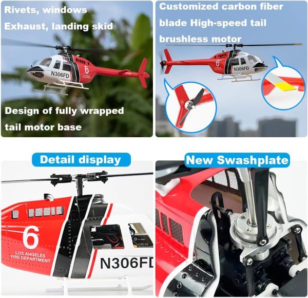 F FLYWING Bell 206 RC Helicopter V3 6CH GPS Altitude Hold Two Rotor 1:16 RC Scale Helicopter PNP RTF with H1 Flight Control System Bell 206 v3 Helicopter - Image 6