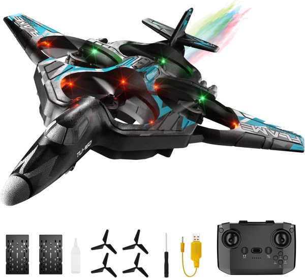 RC Plane 4 Channel, Remote Control Airplane Fighter with 3 Modes, Stunt Roll, Cool Light, Two Batteries, F-22 RC Plane Ready to Fly, Great Jet Aircraft Gift Toy for Boys Kids Adult Beginner - Image 2