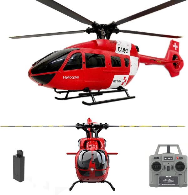 H145 C190 Remote Control Helicopter Aircraft for Adults Beginners 6CH RC Heli Single Rotor No Ailerons Maintain Altitude Hover/Optical Flow Positioning RTF 335MM (Red) - Image 2