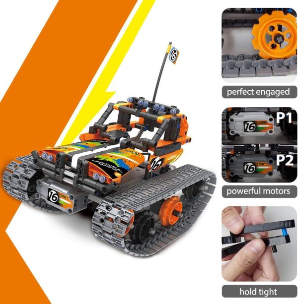 3-in-1 STEM Remote Control Building Kits - Tracked Car/Robot/Tank - 2.4Ghz Rechargeable RC Racer Toy Set Gift for 8-12 14 Year Old Boys and Girls Best Engineering Science Learning Kit for Kids 392pcs - Image 6