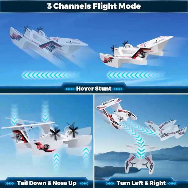 RC Airplane, 3CH RC Plane Ready to Fly, 2.4GHz Remote Control Airplane with 6-axis Gyro RTF Amphibious Tri-Phibian Aircraft for Beginners Boys Kids Adults - Image 6