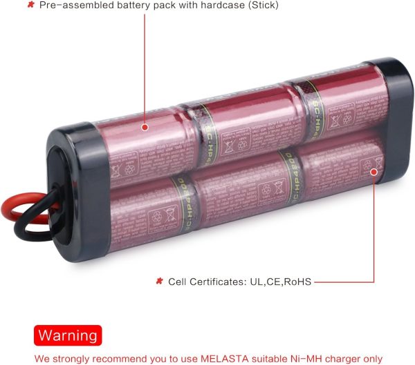 melasta 8.4V 4200mAh 7-Cell Hump NiMH Battery Compatible with Tamiya Connector RC Racing Cars - Image 5