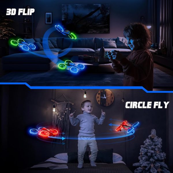 Drones for Kids, 3in1 Battle Drone with LED Lights, 3D Flip, Circle Fly, Altitude Hold, Remote Control Car Functions, Mini Drone for Boys Girls 4-8 6-12 Christmas and Birthday Gifts - Image 3