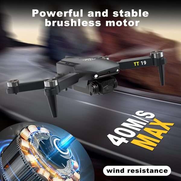 Drone wtih Camera For Beginners Obstacle Avoidance RC Drone for Adults Brushless Motor 1080P HD Camera 5G Wifi FPV Foldable Mini Quadcopter 3D Flips Altitude Hold TT19 UAV with Propeller Guards - Image 5