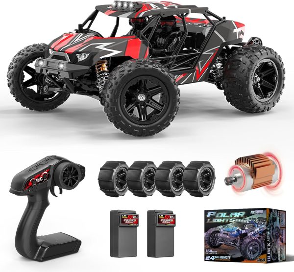 1/14 Brushless RC Car for Adults and Boys, Full Roll-Cage Frame, 4WD High-Speed 50 km/h, All-Terrain Remote Control RC Truck with Two 2S 1500 mAh LiPo Batteries, Compatible with 3S LiPo - Image 2