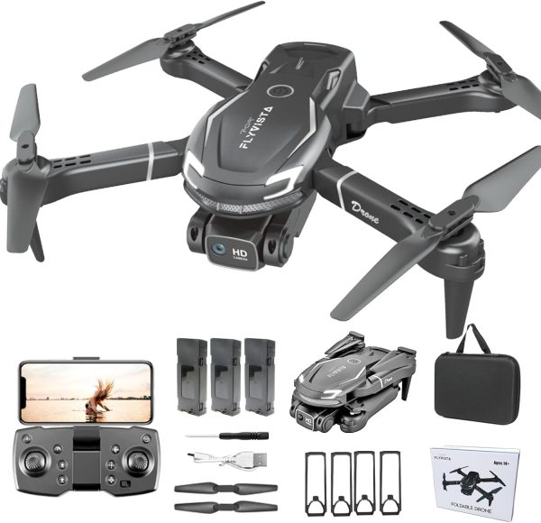 Cool Mini Drone with Camera for Kids Adults Beginners, 1080P FPV Camera Remote Control Drone for Kids with 3 Batteries, One-Click Take Off/Landing, Altitude Hold, Headless Mode, 360° Flips, 3-Gear Speeds , Emergency Stop, Toys Gifts for Kids - Image 2