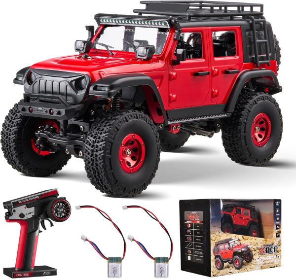 VEVOR RC Crawler 1/24 Scale RC Car Rock Crawler All Terrain 4WD Off-Road Truck with led Light 2 Rechargeable Batteries, 2-Speed Adjustable Hobby Racing Car Gift for Adults - Image 2