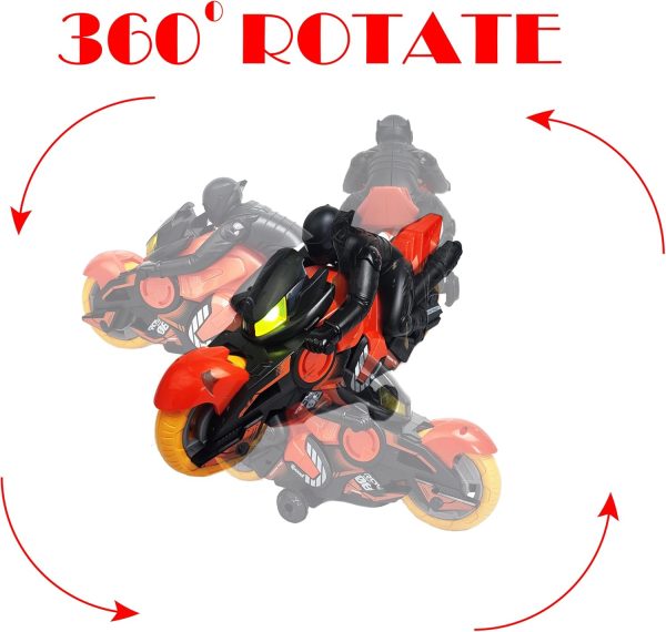 Vangoddy RC Motorcycle Two-Wheel Remote Control Stunt Drifting Street Bike 360 Spinning Motorcycle Toy with Real Sounds and Lights (Red) - Image 7