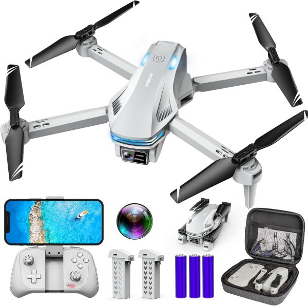 Drone with Camera for Adults, 1080P FPV Drones for Beginners with Upgrade Altitude Hold, Voice Control, Gestures Selfie, 90° Adjustable Lens, 3D Flips, 2 Batteries - Image 2