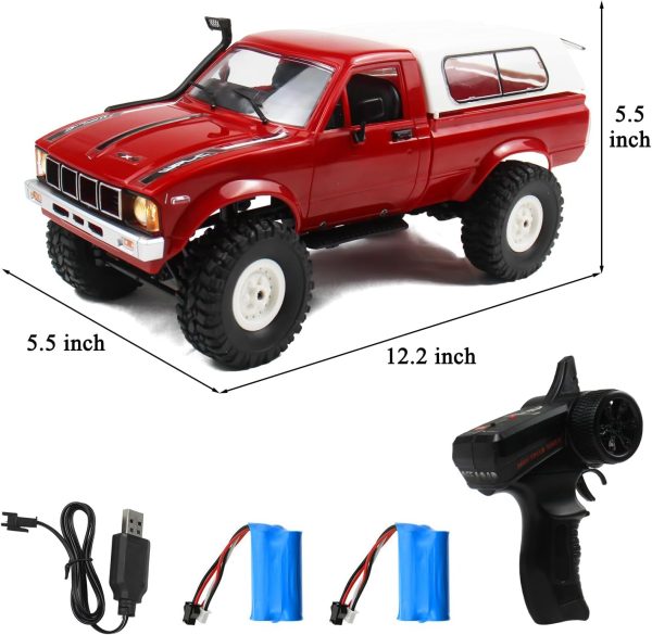 RC Crawler 1/16 Scale RC Rock Crawler, WPL C24 All Terrain RC Car RTR 4x4 Off-Road Remote Control Trucks with LED Lights and Two Batteries for Kids and Adults - Image 6