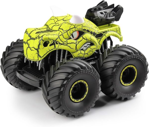 Threeking 1:18 Dinosaur RC Car Remote Control Cars Trucks Toy 4WD Off-Road Car Toys with Lights Spray Suitable for All Terrain Gifts Presents for Boys/Girls Ages 6+ Green - Image 8