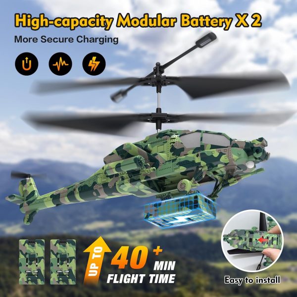 RC Helicopter, Remote Control Helicopter (AH-64) for Kids, 2.4GHz RC Plane, 40+ Min Flight Time, LED Lights & Altitude Hold, Kids Toy for Ages 8-12, RC Airplane for Children - Image 7