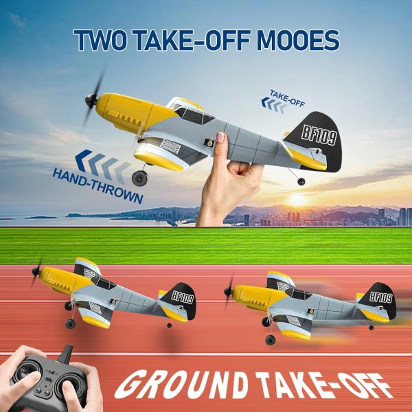 RC Plane, 3 Channel Remote Control Airplane, 6-axis Gyro Stabilizer BF-109 RTF RC Airplane with 2 Batteries, Easy to Fly for Beginners Adults and Kids - Image 5