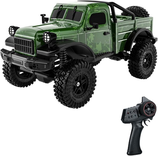 D883 RC Crawler Pickup Trucks, 1:18 Scale Remote Control Car, 2.4GHz 4WD RC Truck, All Terrain Off-Road RC Rock Crawler with LED Lights and Rechargeable Batteries for Adults (Green) - Image 2