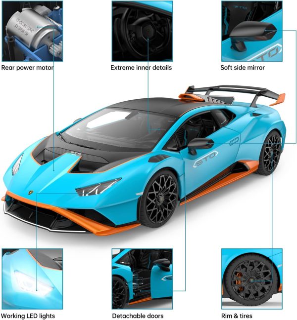 RASTAR Lamborghini RC Car R/C 1/14 Lamborghini Huracán STO Model Car Blue Lamborghini Toy Car 2.4Ghz Remote Control Car for Boys 8-12 - Image 6