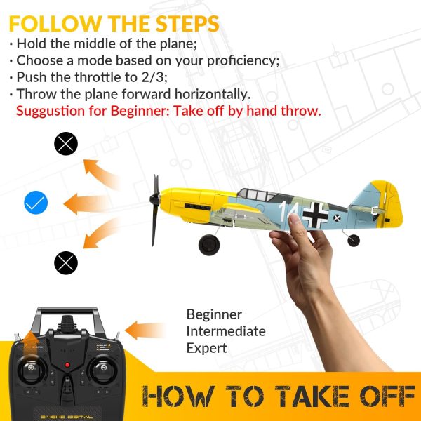 4 Channel RC Plane - Ready to Fly BF-109 RC Airplane, Easy Control for Beginners & Adults,Remote Control Airplane with Xpilot Stabilization System & One Key Aerobatic,Best Gift for Kids - Image 10