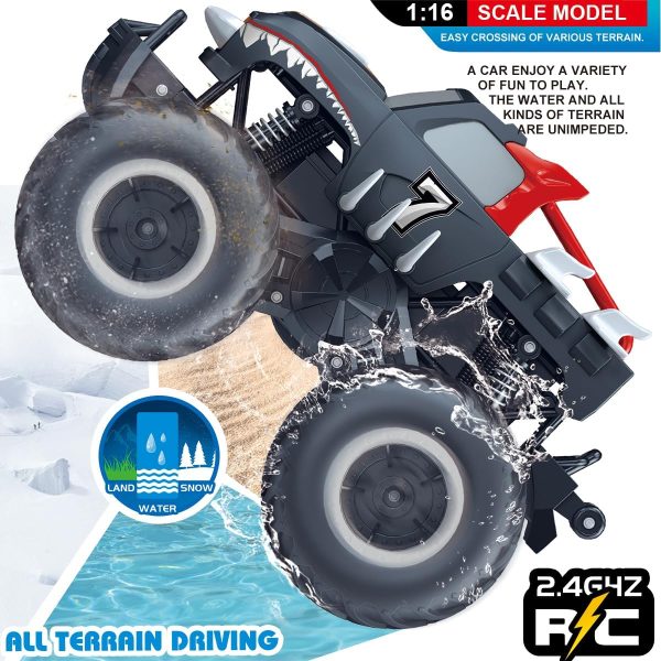 Threeking 1:16 Waterproof Monster Truck Pickup Toys RC Cars Remote Control Car Truck Toys 4WD All Terrain Off-Road Car Toy Gifts Presents 6 7 8 9 10 11 12 Year Old Kids Boys Girls Toys - Image 6