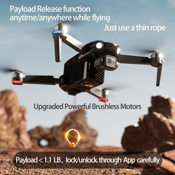 Payload Release Drone 2025NewUpgraded Touch Screen Remote Drones with Camera for Adults 4K, Drones for Adults, 5 Miles Long Range, 3 Axis Gimbal, Tablet Controller, 82 Minutes Long Battery without Obstacle Avoidance, Time-lapse, Follow Me/Car, Carbom Fiber Feature Gift Drone - Image 4