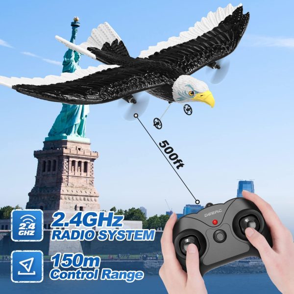 DEERC RC Plane, Remote Control Eagle Plane, RTF Airplane, 2.4GHZ 2CH Flying Bird with 2 Batteries & Propeller 6-axis Gyro Stabilizer, Easy to Fly for Beginners Adults Kids Boys - Image 6