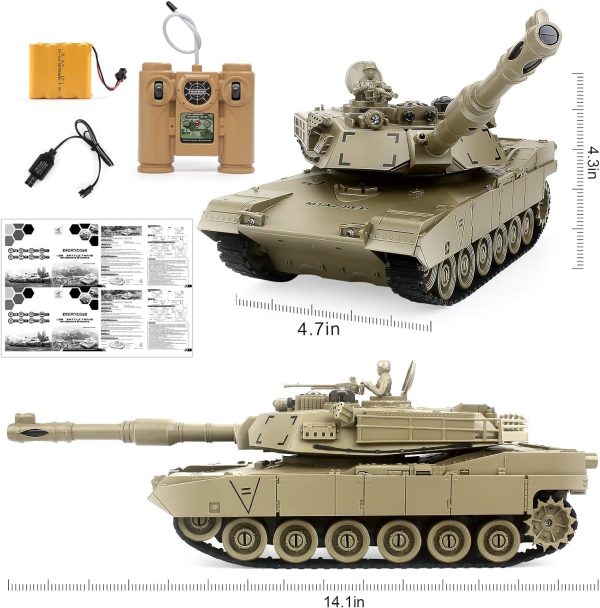 RC Tanks | 1:28 Abrams M1A2 Tank Army Tank Toys for Boys, Adults Gifts 9 Channels Remote Control Vehicles with Sound and Light,RC Military Toys for Kids Boys Girls - Image 4