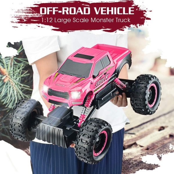 DOUBLE E Remote Control Car for Girls 1/12 Scale Monster Trucks Dual Motors Off Road RC Trucks, Girls Toys RC Crawler Vehicle Truck Toy, Birthday/Xmas Gift Ideas, Pink - Image 5