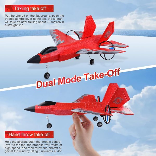 RC Plane 2CH RC Airplane Toys HW39 Fighter 2.4GHz Remote Control Plane RC Airplane RTF Ready to Fly for Beginner, Kids and Adults F35 Aeroplane with Night Lights USB Charging (Red) - Image 4