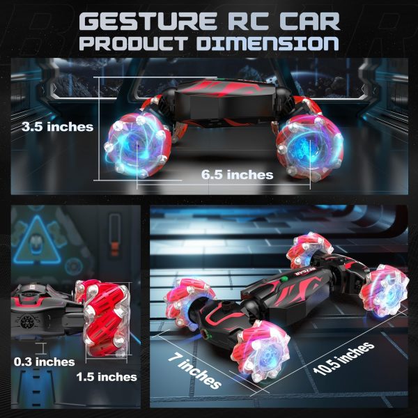 BEZGAR Gesture Sensing RC Stunt Car with Light & Music - 2.4Ghz Remote Control Twist Car with Sprayer, Hand Controlled RC Cars for Kids, Christmas Birthday Gifts, Toys for Boys & Girls - Image 3