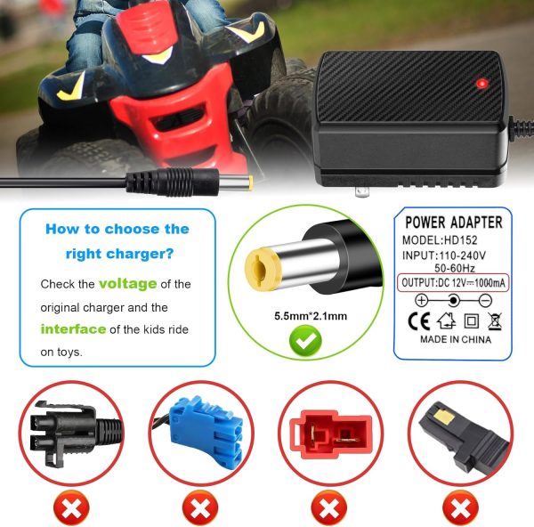 12V Kids Ride On Charger for Razor MX125 Power Core E90 E95 Electric Scooter Black Label Powercore E90 E95 Dirt Bike MX125 Dirt Rocket 12V Charger Kids Ride On Toys Car - Image 5