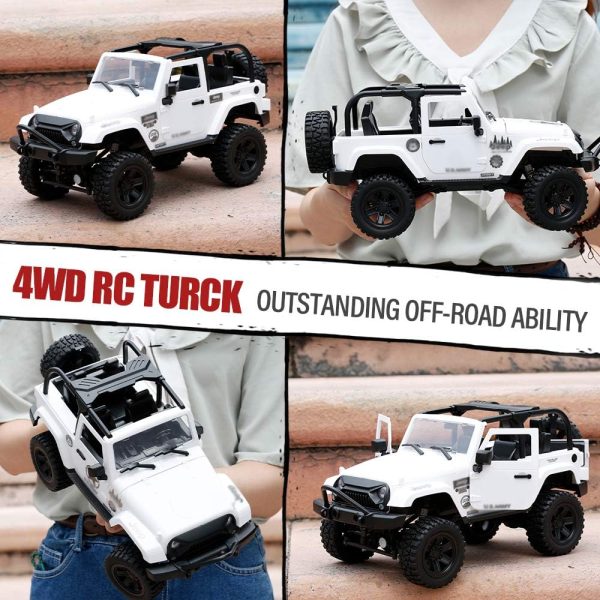 GoolRC F2 RC Car, 1/14 Scale 2.4GHz Remote Control Car, 4WD 30km/h High Speed Racing Car, All Terrains Off Road RC Monster Vehicle Truck Crawler with LED Light for Kids and Adults (White Convertible) - Image 8