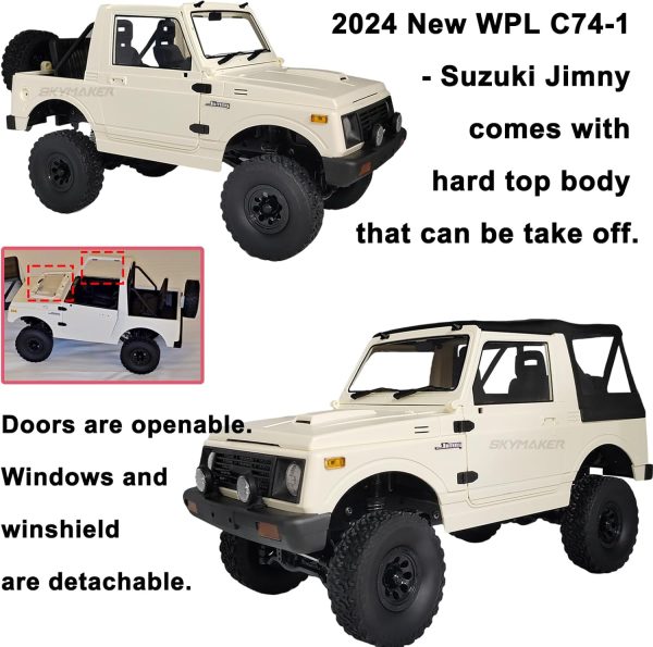 Skymaker New WPL C74-1 1/10 Scale Suzuki Jimny RTR Trail Crawler with Openable Doors Detachable Roof and Windows 4x4 Off-Road RC Trucks(Pack with Foam Box) - Image 6