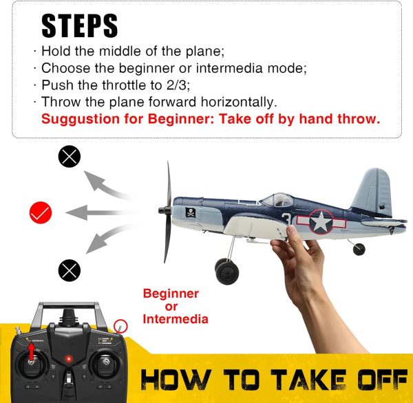 2023 New Upgrade F4U Corsair RC Plane 4 Channel RTF Remote Controlled Aircraft RC Airplane for Beginners Adult with Xpilot Stabilization System & One Key Aerobatic - Image 9