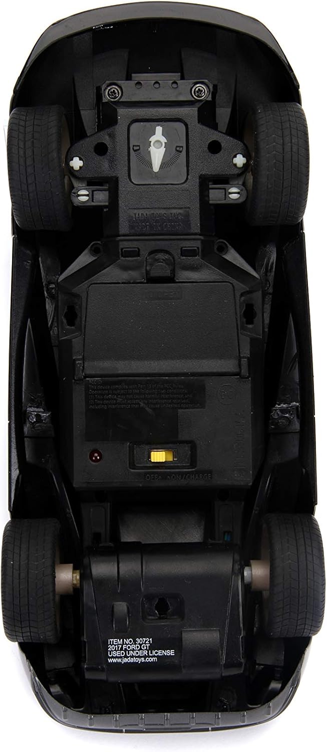 Jada Toys Bigtime Muscle 1:16 2017 Ford GT RC Remote Control Car 2.4 GHz Black/White Stripes, Toys for Kids and Adults, Glossy Black W/Stripes (30721) - Image 5