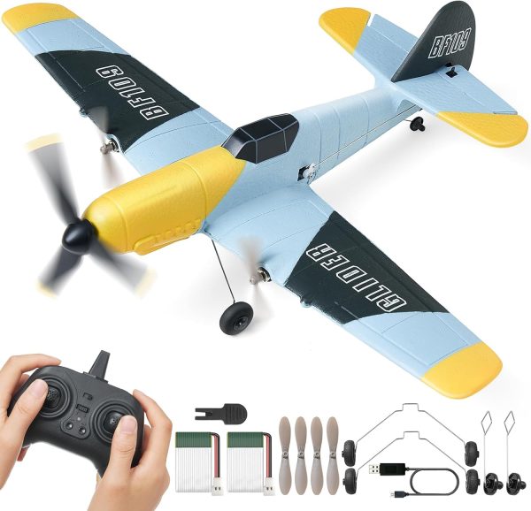 VEVOR RC Plane, 2.4GHZ 3 Channel RC Airplane with 6-Axis Gyro Stabilizer&2 Batteries, Ready to Fly BF-109 Fighter Aircraft Plane Toy for Adults Kids Beginners Boys Birthday/Xmas Child Gift - Image 2